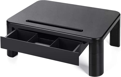 Negro DRYZEM Soporte Ajustable para portátil y Monitor de Ordenador y Escritorio Organizador 40 cm x 29,5 cm