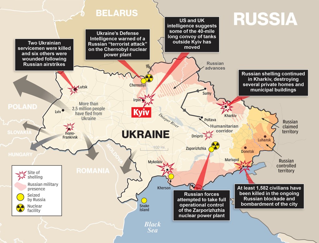 El gráfico representa la invasión rusa de Ucrania el 11 de marzo de 2022.