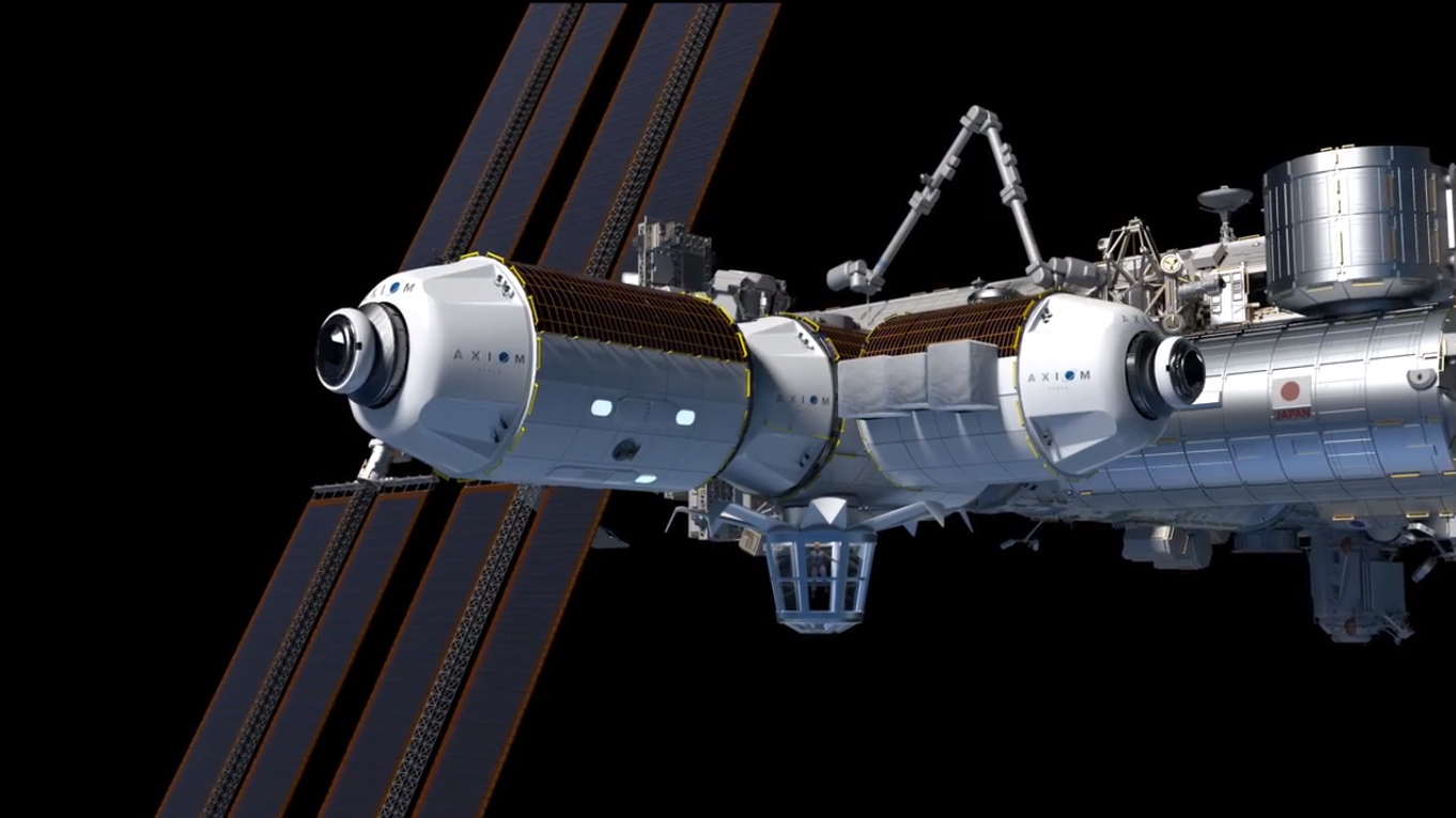 Axiom Space está reservando vuelos espaciales turísticos a una casa privada en la Estación Espacial Internacional (que se muestra aquí desde el punto de vista de un artista).  Pero no es barato: el viaje costó $55 millones.