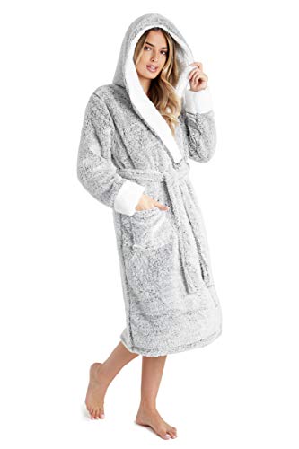 Señora bata más calor de noche polar con capucha aterciopelada suave ropa de noche 