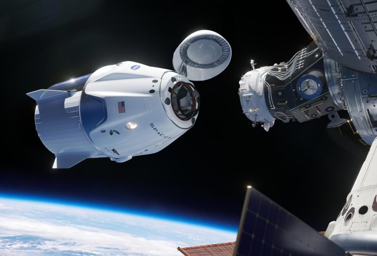 La nave espacial SpaceX Crew Dragon se acerca a la Estación Espacial Internacional
