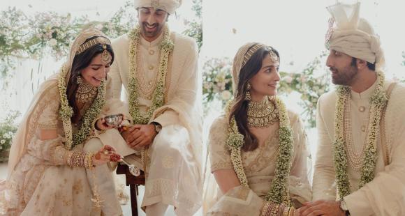 Alia Bhatt sonríe mientras realiza un ritual de boda, Ranbir Kapoor no puede quitarle los ojos de encima en nuevas fotos