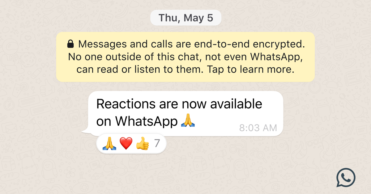 WhatsApp publica reacciones emoji, archivos más grandes y grupos enormes