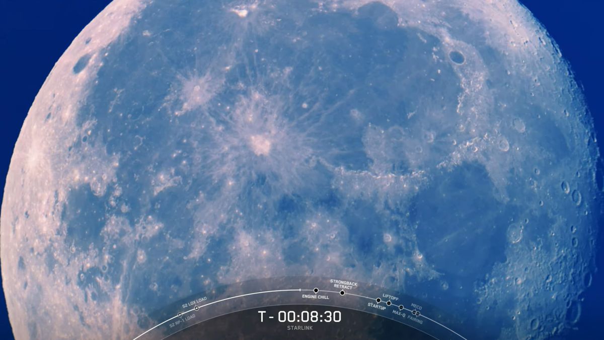 Imágenes del lanzamiento de los satélites SpaceX Moon y Sunrise Starlink