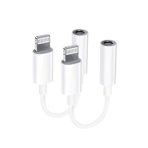 2 Pack Certificado Apple MFi Compatible con iOS 15 dongle Auxiliar de Audio de 3,5 mm Compatible con iPhone 13 12 11 SE 2020 X 8 7 iPad Adaptador Lightning a Conector de Auriculares de 3,5 mm 
