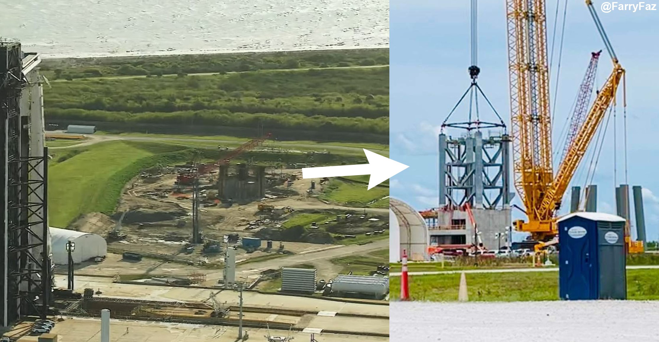 SpaceX comienza a apilar la torre de lanzamiento de Florida Starship