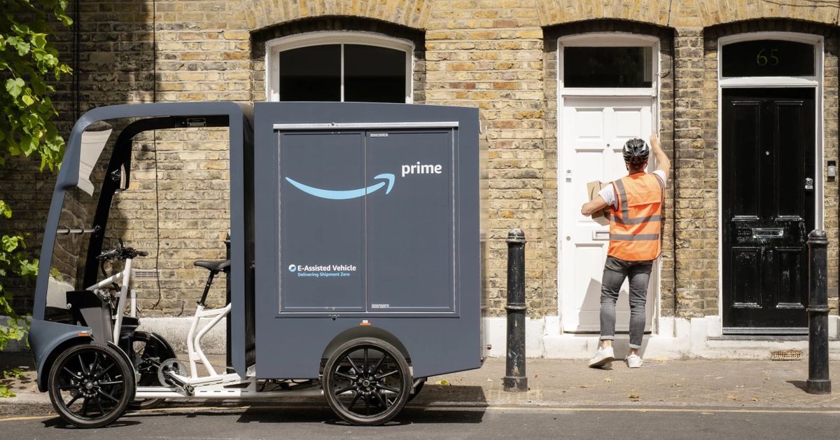 Amazon usa bicicletas de carga eléctricas similares a camionetas para entregar productos en el Reino Unido