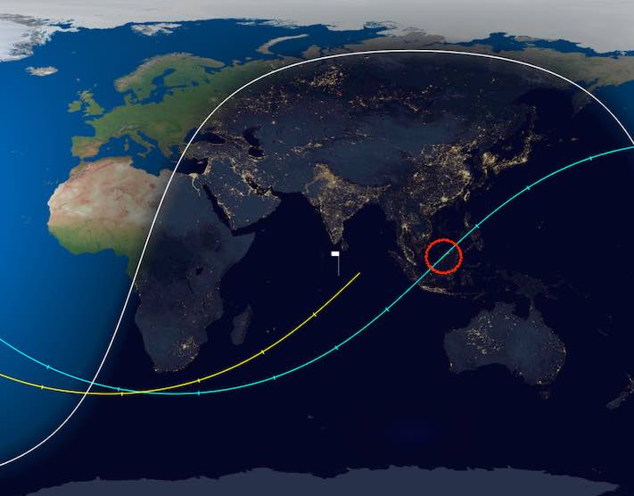 El regreso de un gran misil chino que fue visto sobre la isla de Borneo - Spaceflight Now