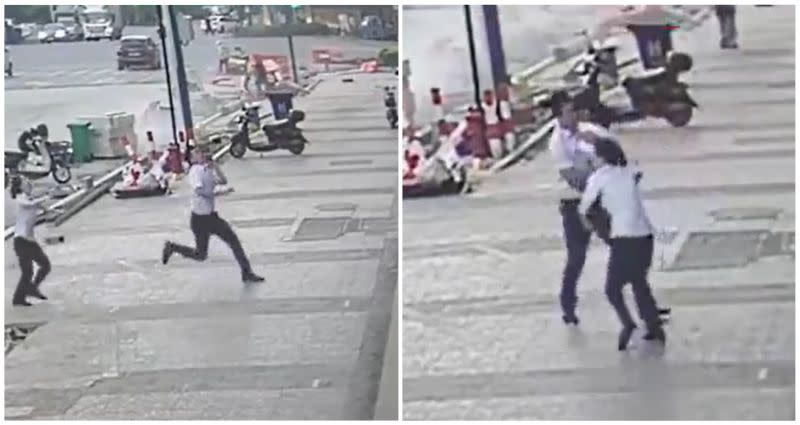 Un videoclip que muestra el maravilloso momento en que un hombre atrapa a un niño pequeño que cae del sexto piso de un edificio en China.