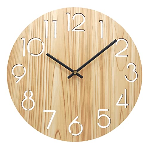 1 pieza Reloj de pared minimalista Reloj de pared creativo Reloj de pared rústico de madera 