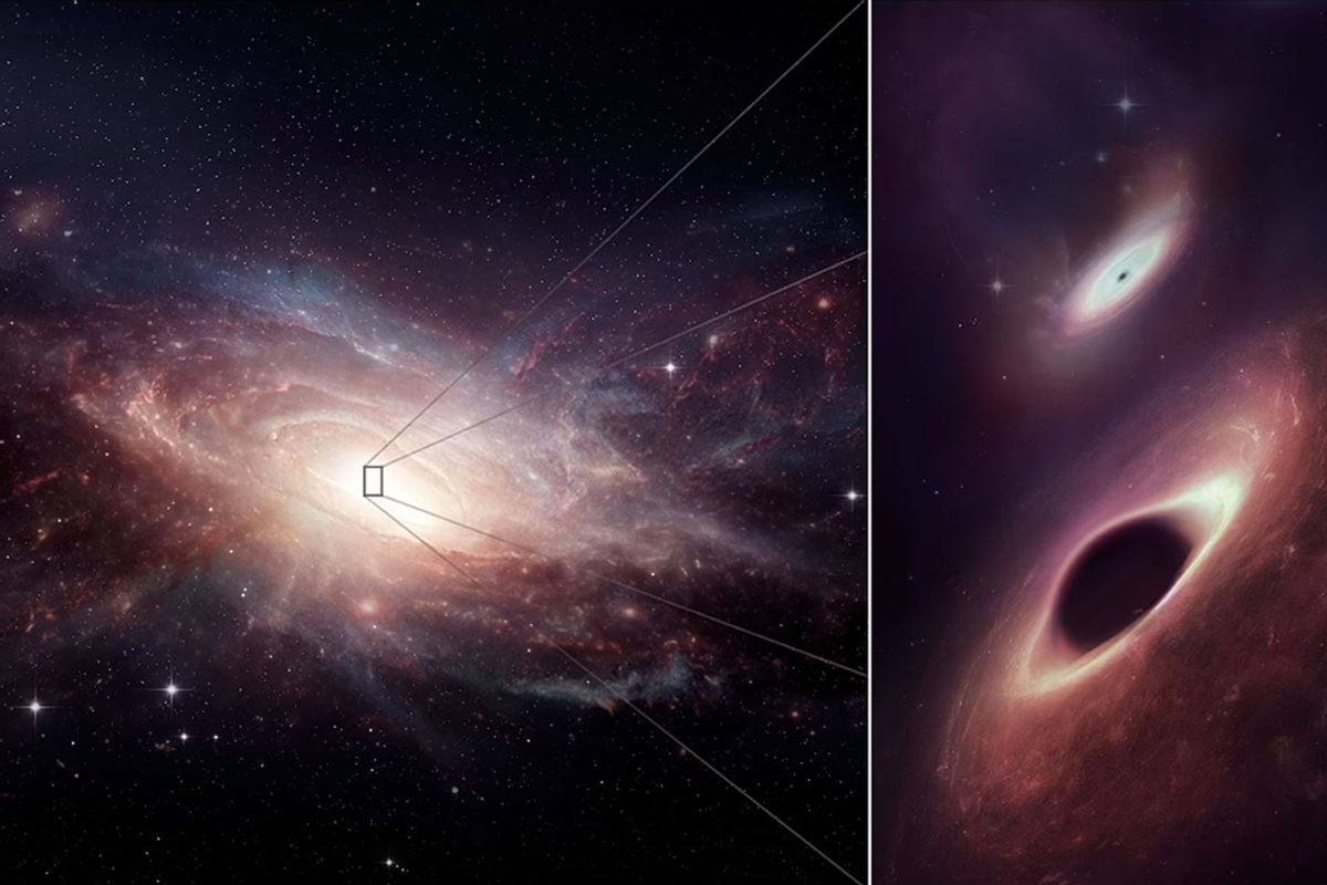 Dos agujeros negros masivos están a punto de colisionar.  Cuando lo hagan, la explosión será incalculable.