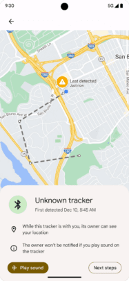 Alertas de rastreador desconocido de Android de Google Maps