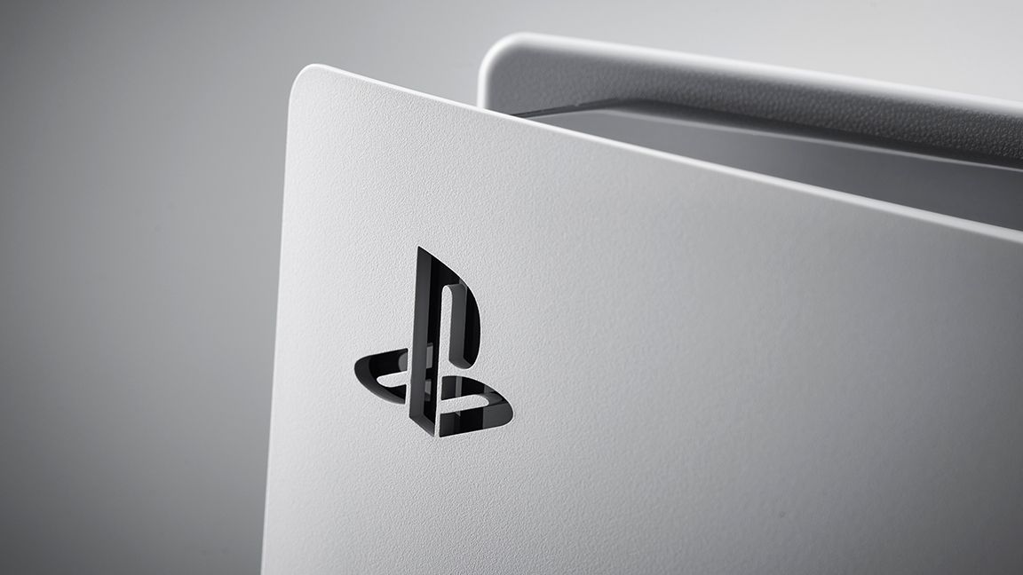 PS5 review; a photo of the PS5 logo