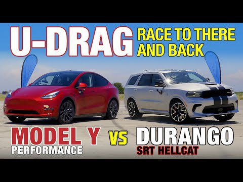 U-DRAG RACING: Dodge Durango Hellcat vs. Tesla Model Y Performance |  ¡Cuarto de milla, manejo y más!