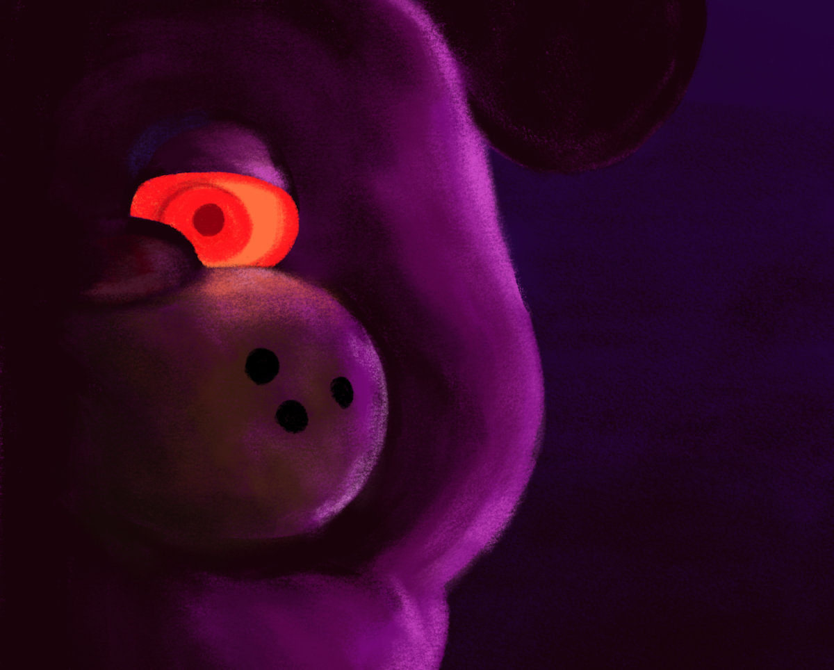 An+illustration+of+a+purple+teddy+bear+with+a+glowing+red+eye.