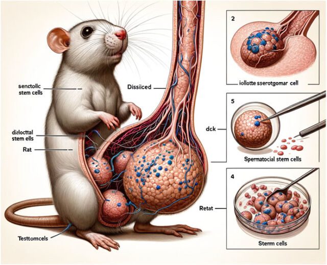 La IA generó la Figura 1 del artículo.  Se supone que esta imagen muestra células madre espermatogoniales aisladas, purificadas y cultivadas a partir de testículos de rata.